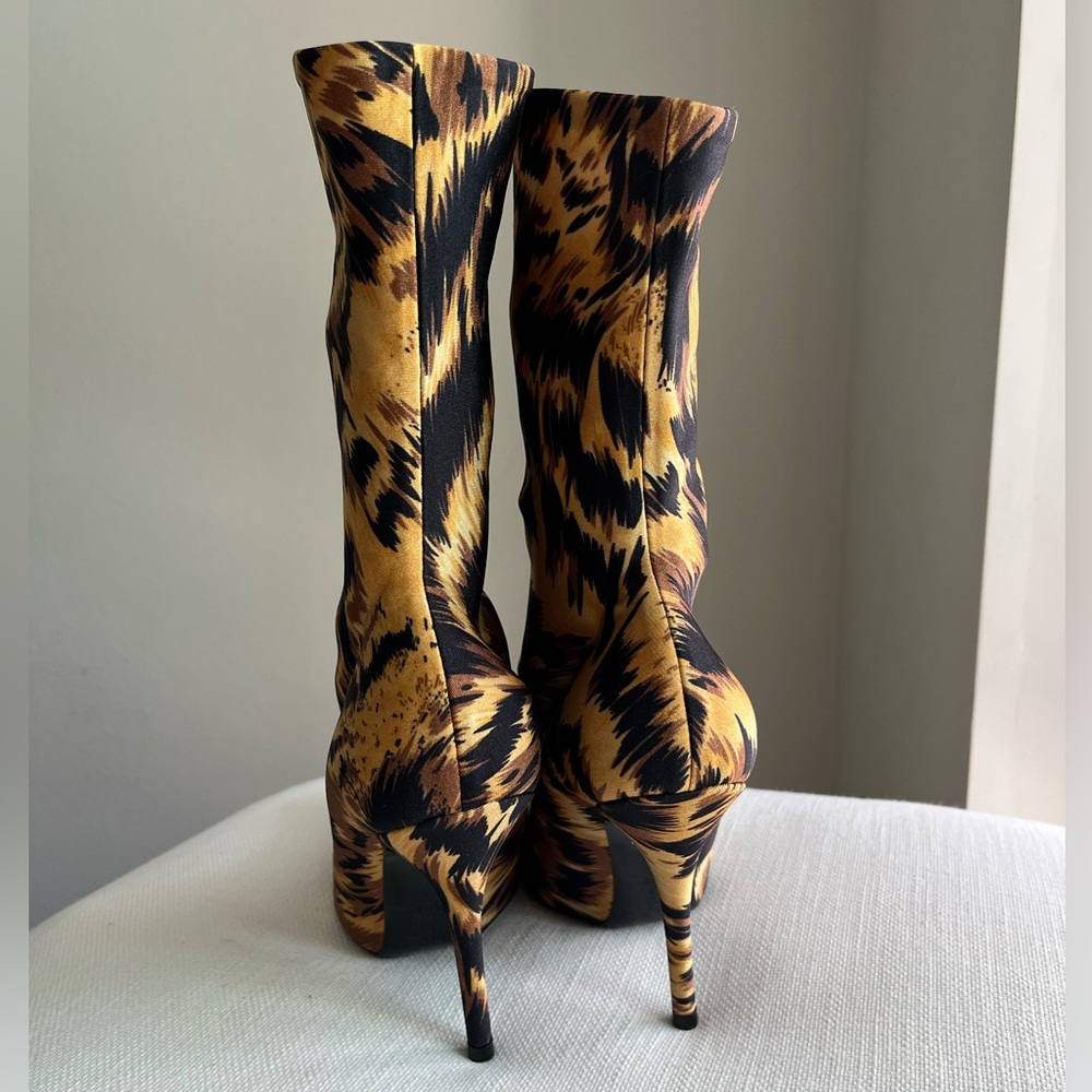 *NEW* Balenciaga 37 Leopard Print Knife Spandex Sock Boots 🐆 $1295 - Picture 3 of 8